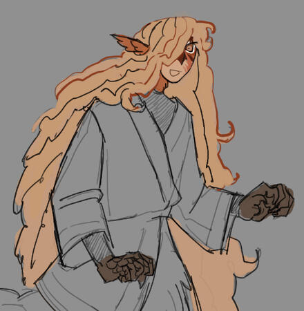 Partially Colored Half-Body Sketch