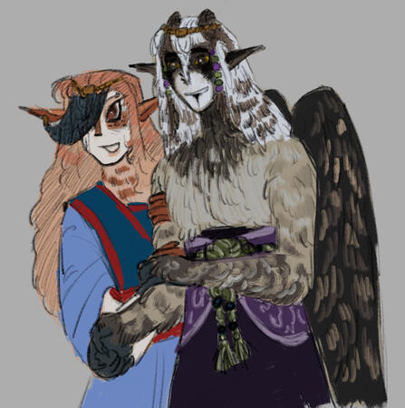 Colored Two Character Sketch